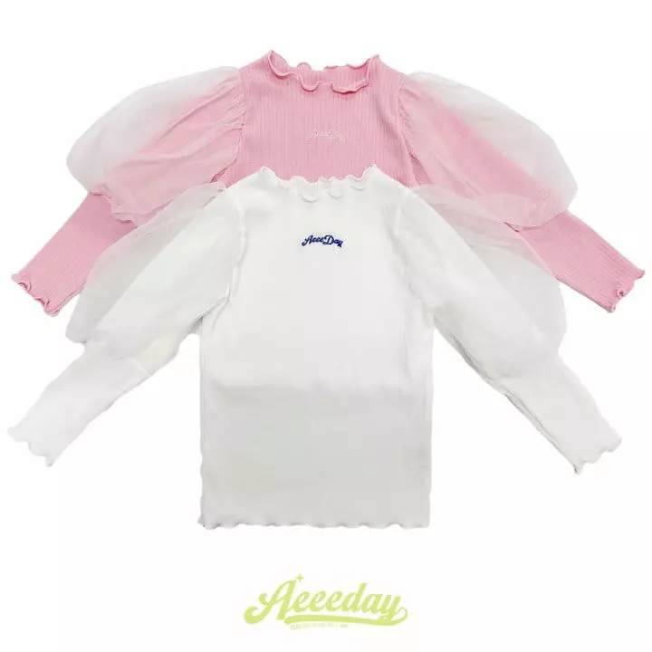 Aeeeday - Korean Children Fashion - #prettylittlegirls - Mesh Puff Tee - 9