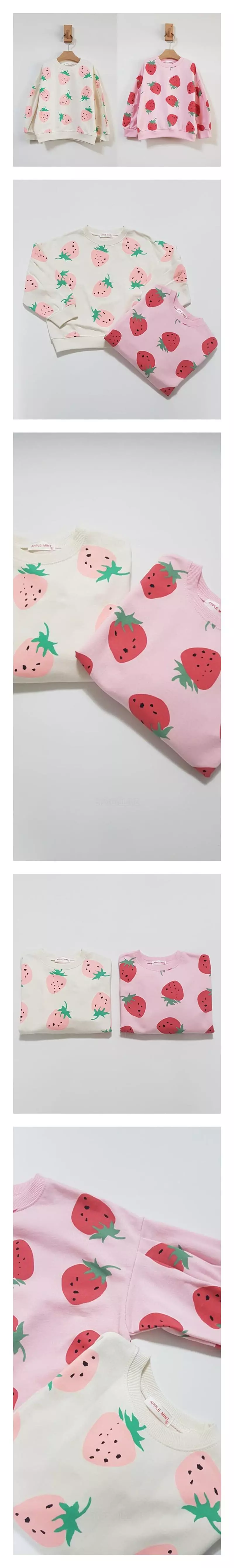 Applemint - Korean Children Fashion - #kidsshorts - Strawberry Sweatshirt