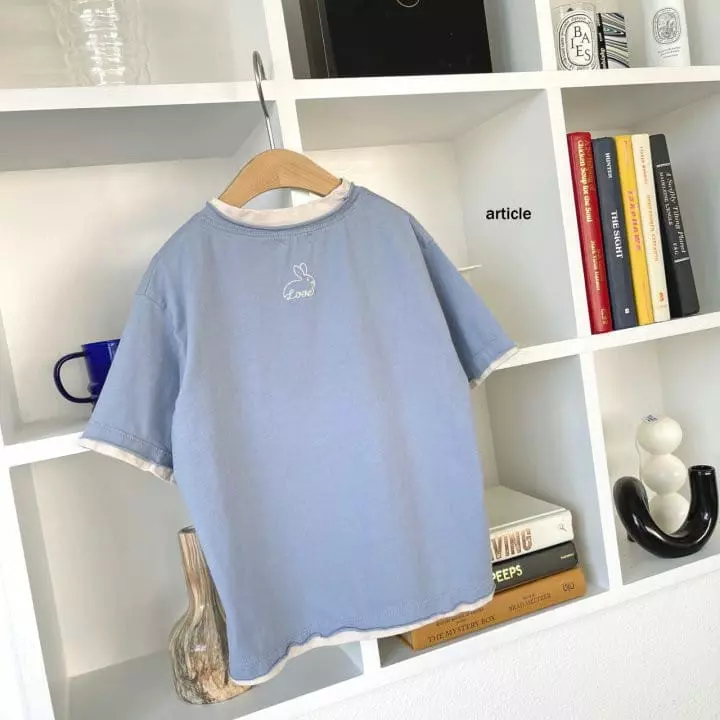 Article - Korean Children Fashion - #fashionkids - Love Love Rabbit Embroidery Tee - 2