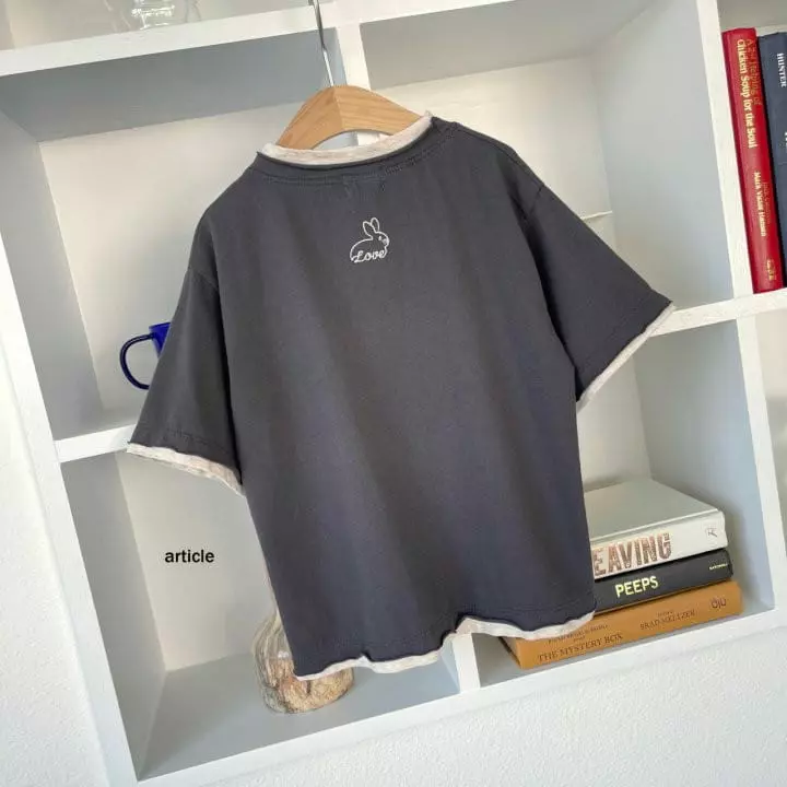 Article - Korean Children Fashion - #magicofchildhood - Love Love Rabbit Embroidery Tee - 8