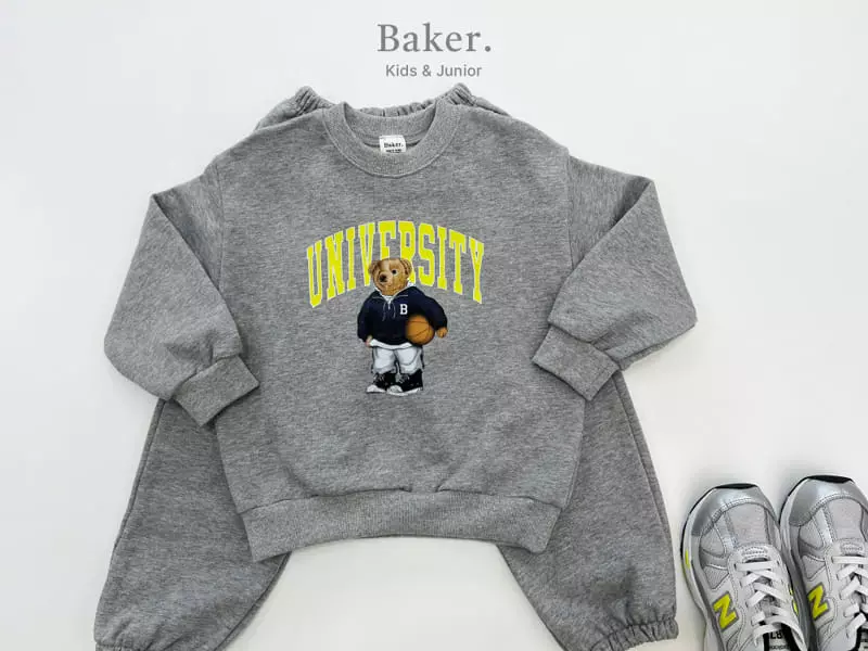 Baker - Korean Children Fashion - #Kfashion4kids - University Bear Top Bottom Set - 6