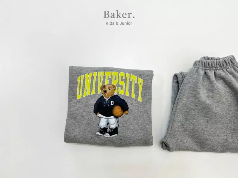 Baker - Korean Children Fashion - #kidsshorts - University Bear Top Bottom Set - 3