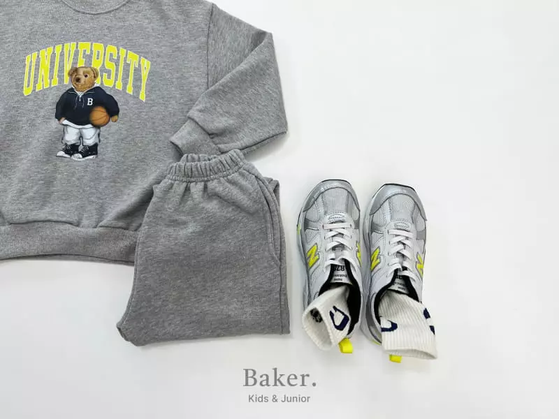 Baker - Korean Children Fashion - #kidzfashiontrend - University Bear Top Bottom Set - 5