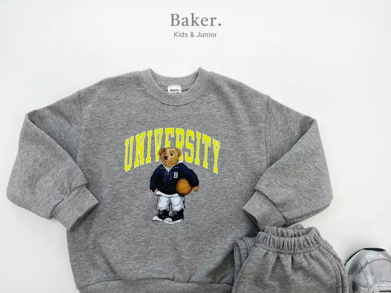 Baker - Korean Children Fashion - #littlefashionista - University Bear Top Bottom Set - 7