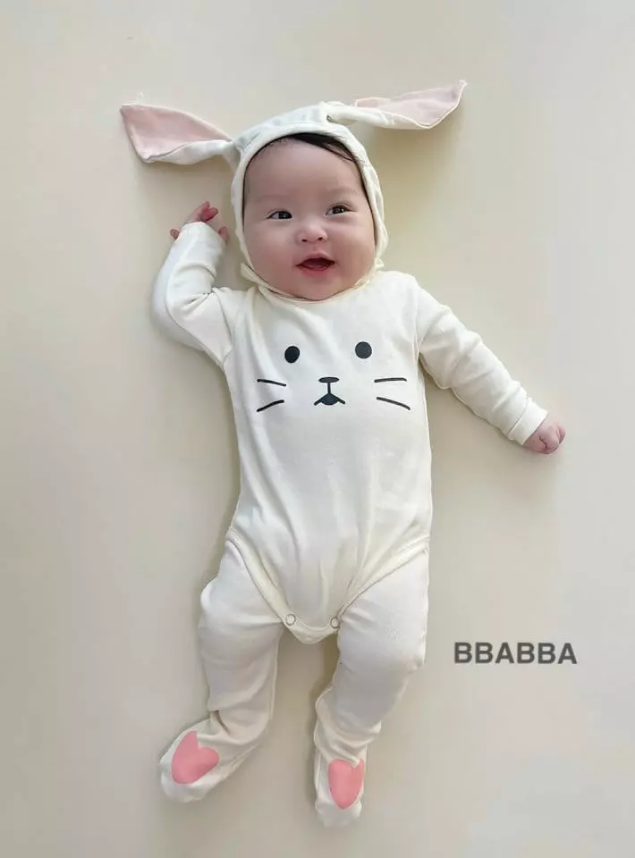Bbabba - Korean Baby Fashion - #babylifestyle - Rabbit Bodysuit with Bonnet - 9