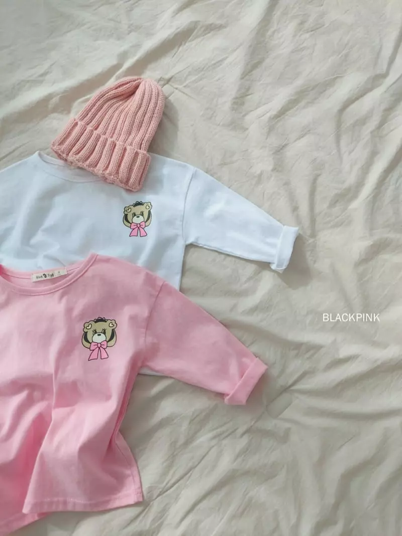 Black Pink - Korean Children Fashion - #childofig - Ribbon Bear Top Bottom Set - 10