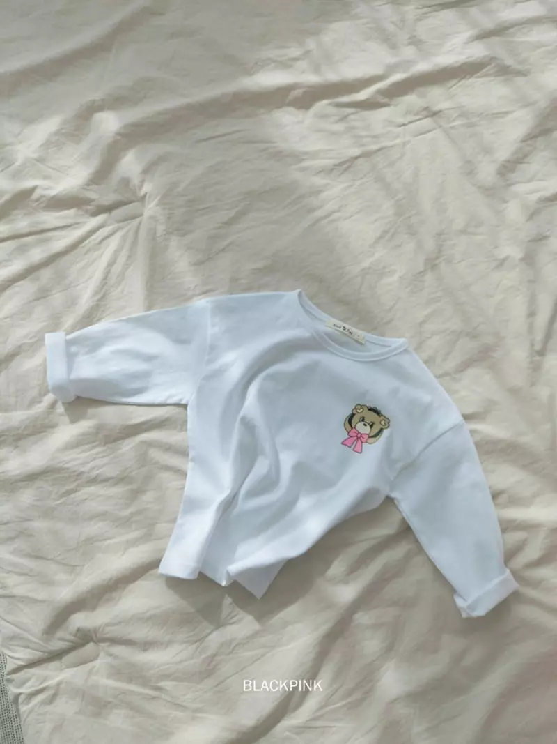 Black Pink - Korean Children Fashion - #childrensboutique - Ribbon Bear Top Bottom Set - 11
