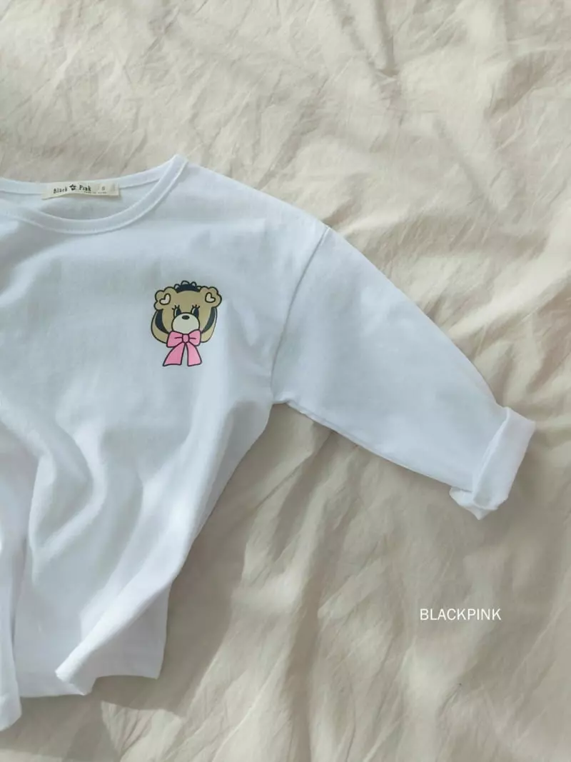 Black Pink - Korean Children Fashion - #designkidswear - Ribbon Bear Top Bottom Set - 12
