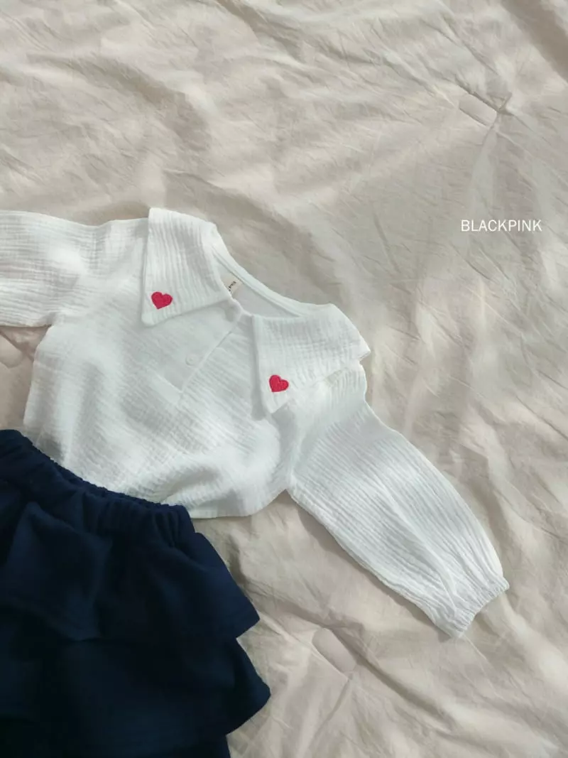 Black Pink - Korean Children Fashion - #discoveringself - Heart Embrodiery Blouse - 8