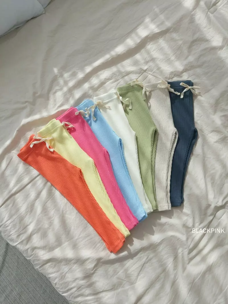 Black Pink - Korean Children Fashion - #discoveringself - Rib Ribbon Leggings - 4