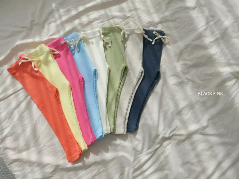 Black Pink - Korean Children Fashion - #kidsstore - Rib Ribbon Leggings - 6