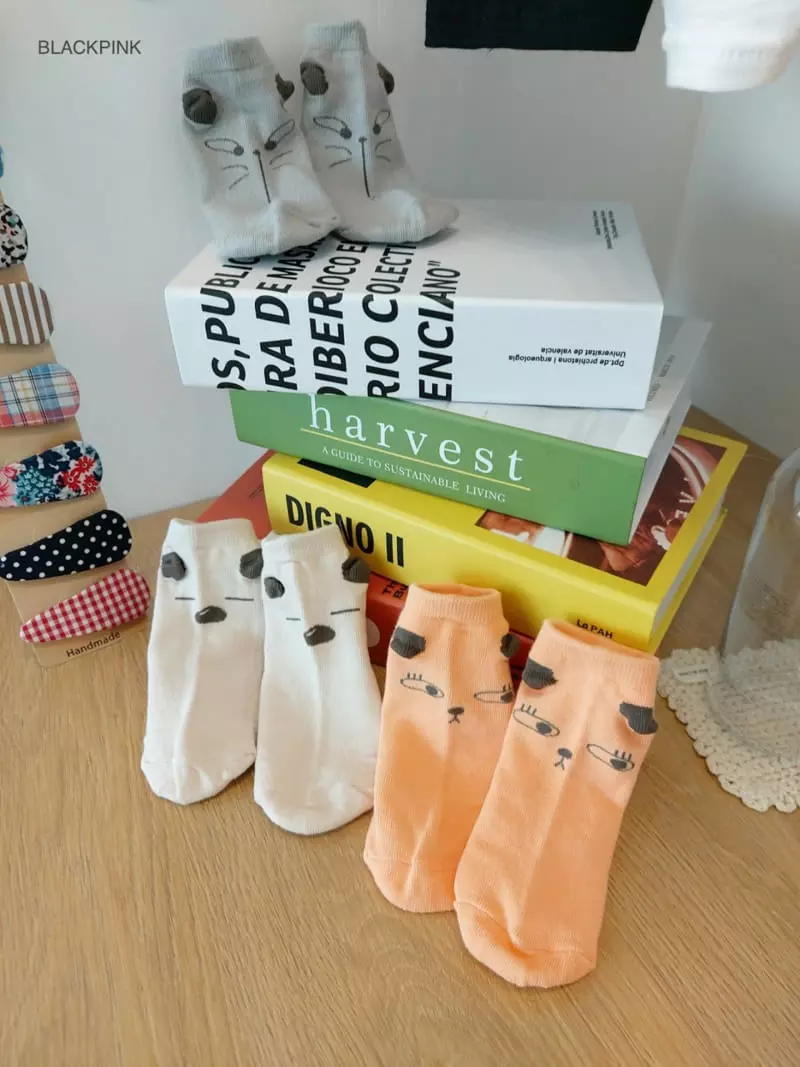 Black Pink - Korean Children Fashion - #littlefashionista - Animal Socks