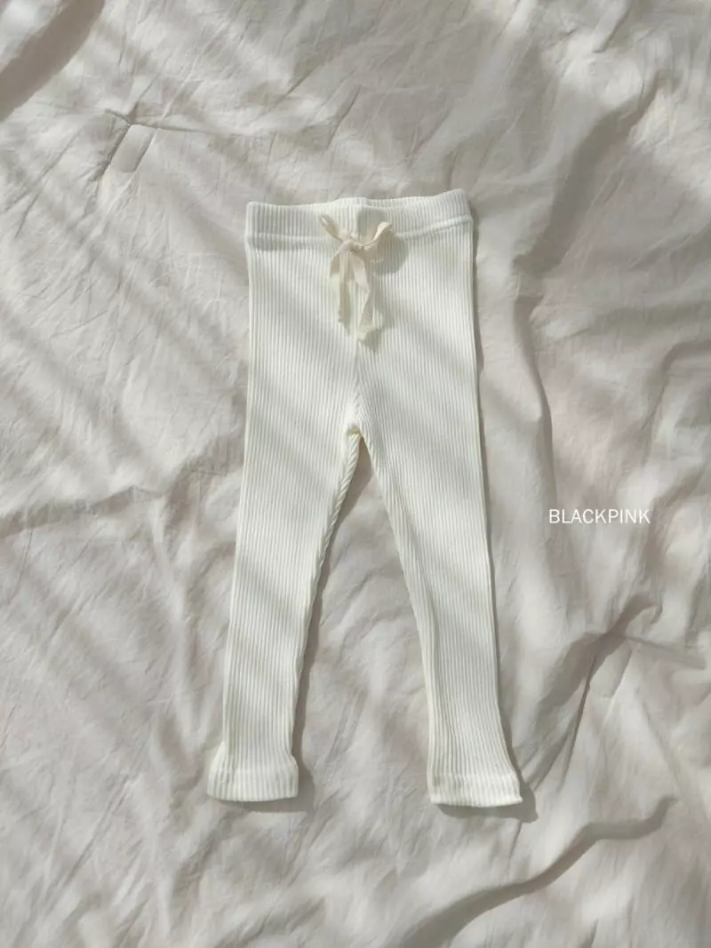Black Pink - Korean Children Fashion - #minifashionista - Rib Ribbon Leggings - 11
