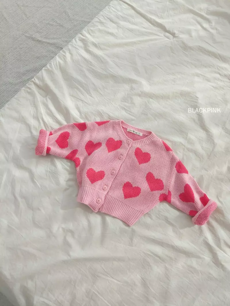 Black Pink - Korean Children Fashion - #minifashionista - Heart Cardigan