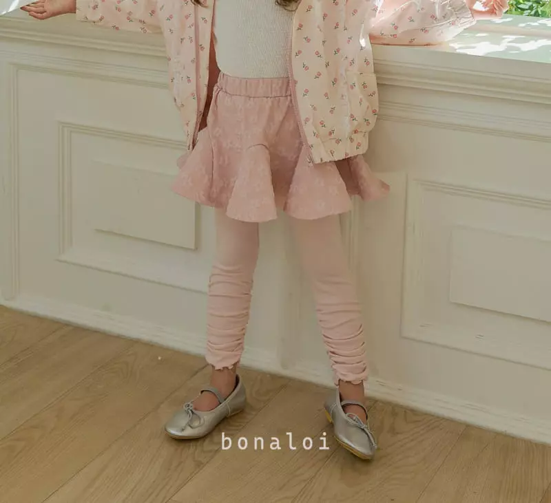 Bonaloi - Korean Children Fashion - #discoveringself - Jaquard Shirring Skirt Leggings - 3