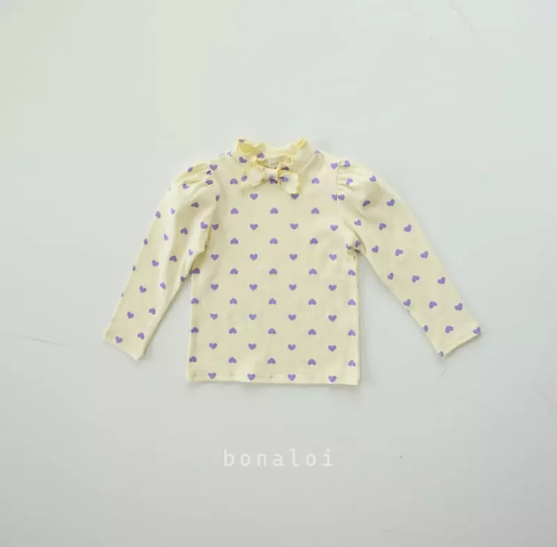 Bonaloi - Korean Children Fashion - #kidsshorts - Heart Petit Ribbon Tee
