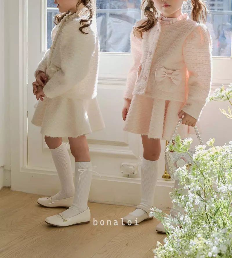 Bonaloi - Korean Children Fashion - #kidsshorts - Rose Ribbon Top Bottom Set - 9