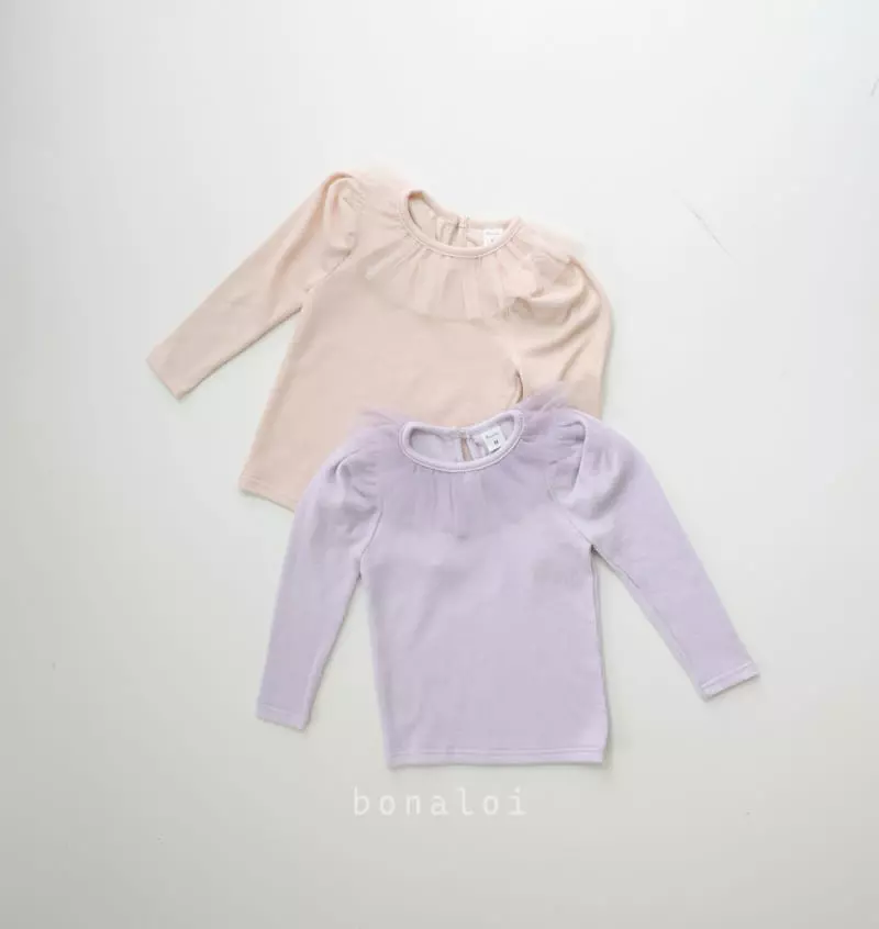 Bonaloi - Korean Children Fashion - #kidsstore - Neck Mesh Tee - 2