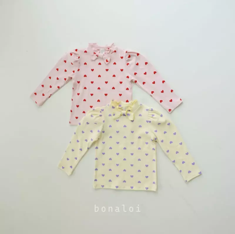 Bonaloi - Korean Children Fashion - #kidsstore - Heart Petit Ribbon Tee - 2