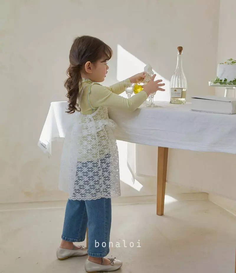 Bonaloi - Korean Children Fashion - #littlefashionista - Lace Cemi One-piece - 4