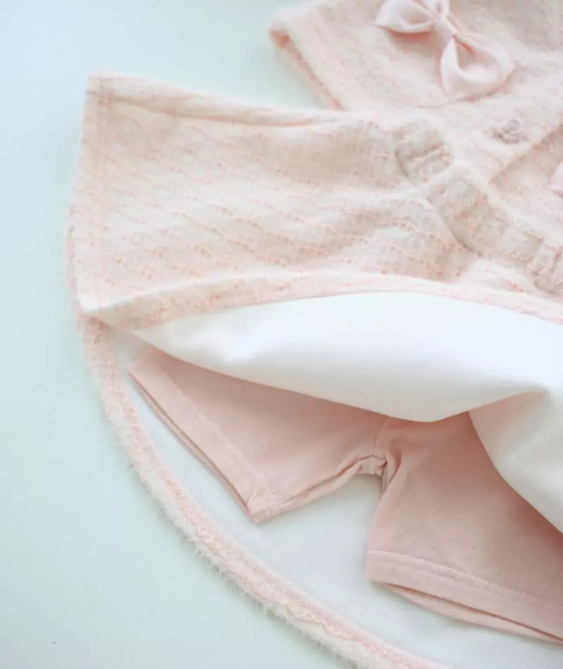 Bonaloi - Korean Children Fashion - #toddlerclothing - Rose Ribbon Top Bottom Set - 2