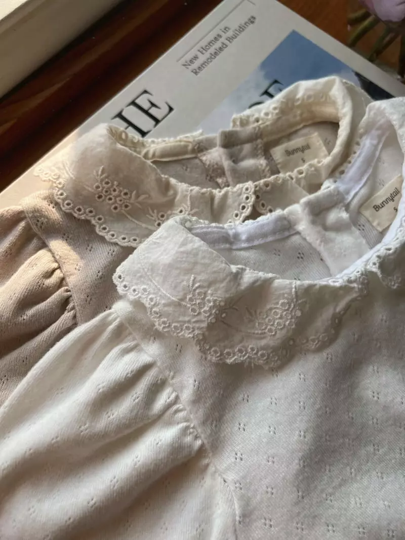 Bunnytail - Korean Children Fashion - #kidsstore - Eyelet Collar Tee - 7