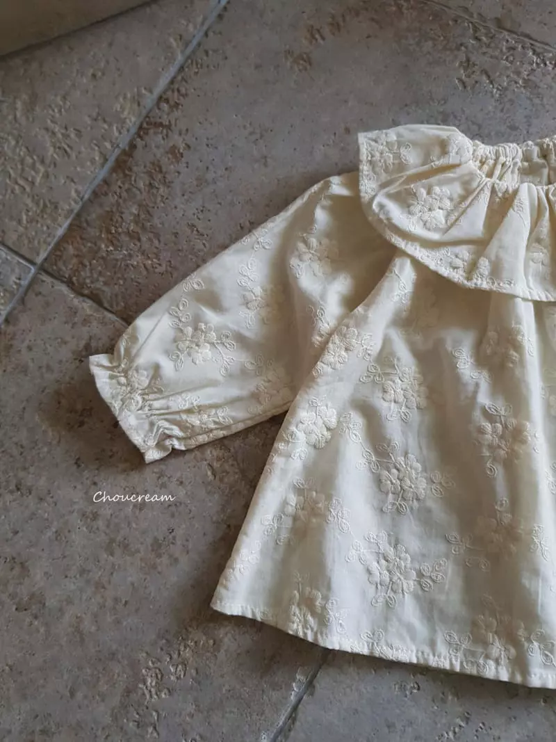 Choucream - Korean Baby Fashion - #babygirlfashion - Embrodiery Flower Blouse - 3