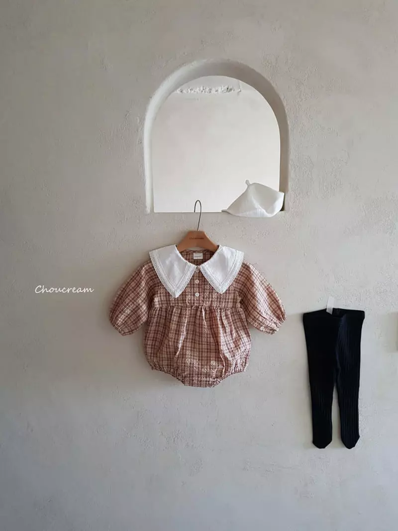 Choucream - Korean Baby Fashion - #babyoninstagram - Check Collar Bodysuit - 11