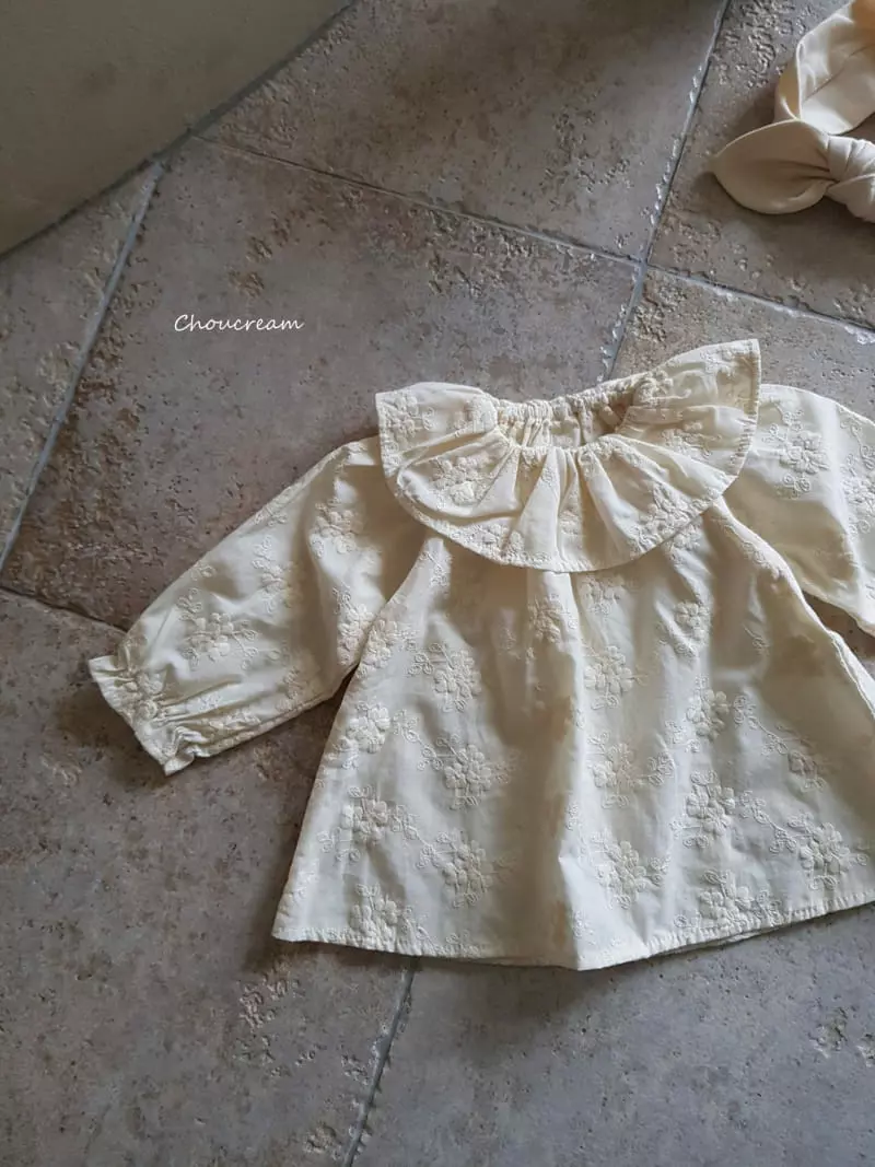 Choucream - Korean Baby Fashion - #babyootd - Embrodiery Flower Blouse - 6