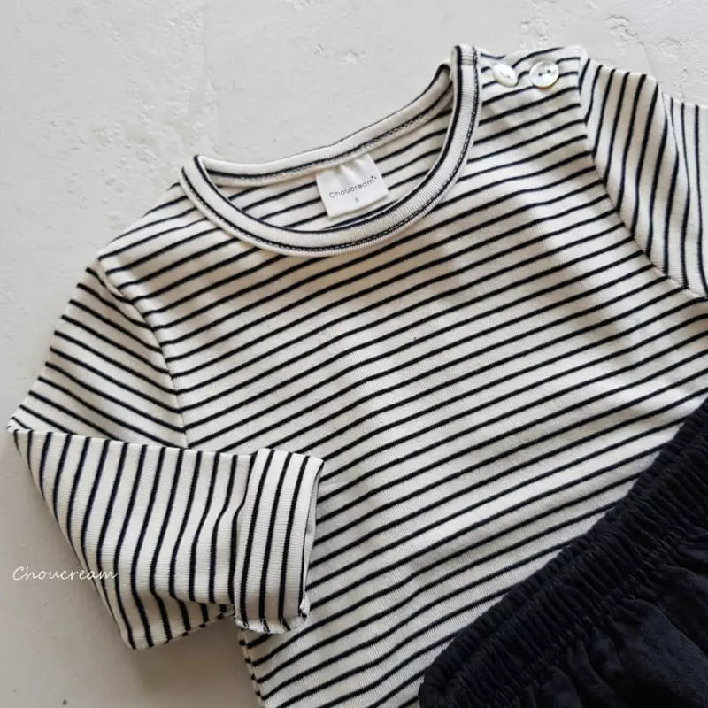 Choucream - Korean Baby Fashion - #babyoutfit - Bebe Stripes Tee - 4