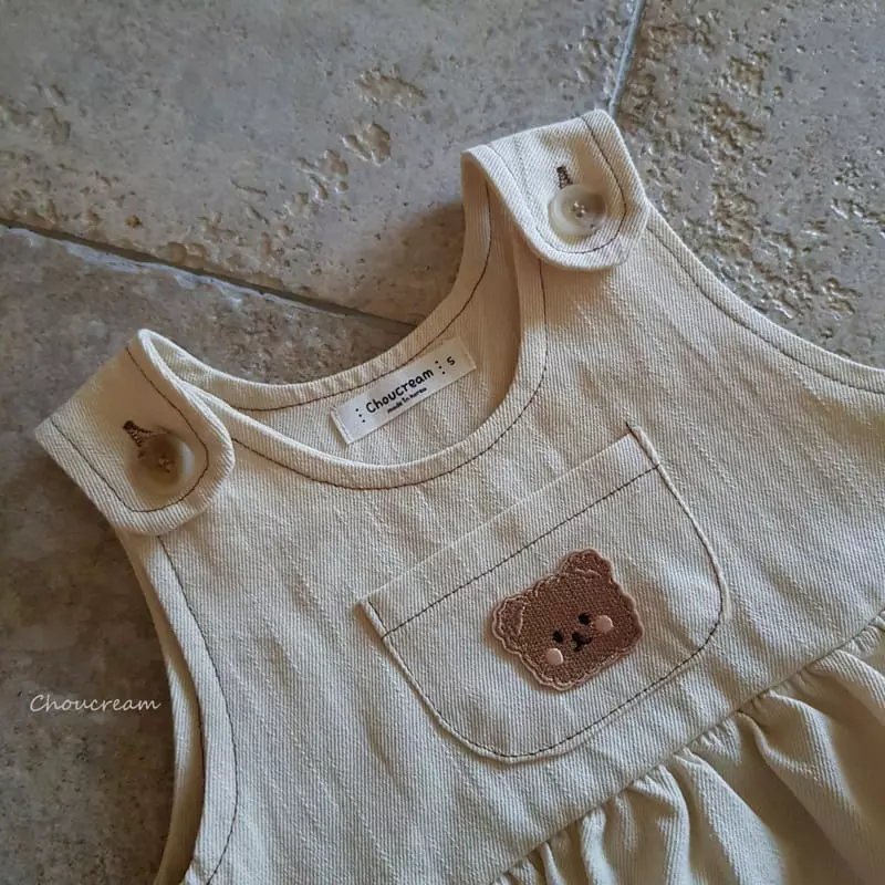 Choucream - Korean Baby Fashion - #babyoutfit - Bear Dungarees Bodysuit - 6