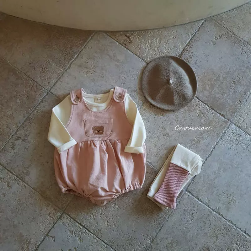 Choucream - Korean Baby Fashion - #onlinebabyshop - Bear Dungarees Bodysuit - 10