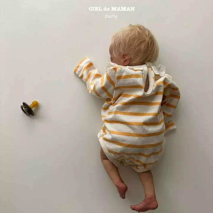 Ciel De Maman - Korean Baby Fashion - #babygirlfashion - Stripes Frill Bodysuit - 8