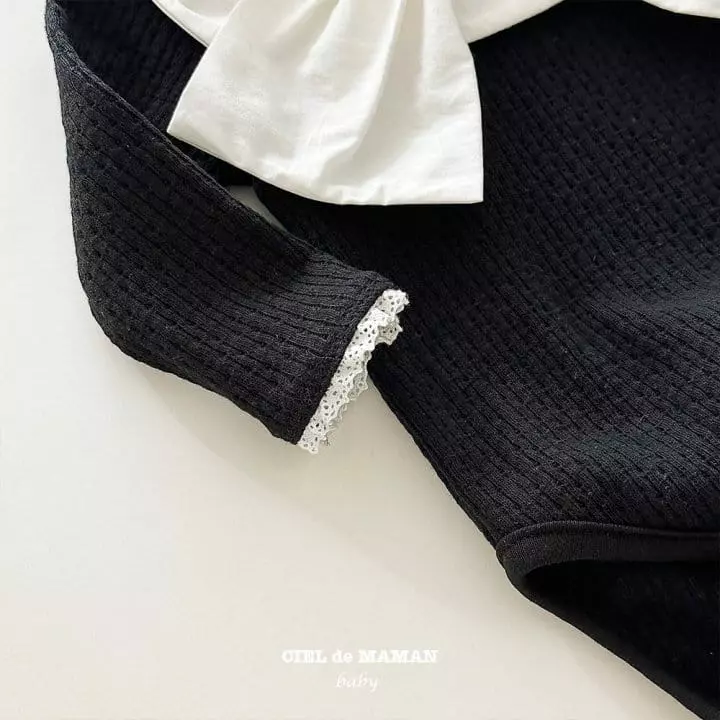 Ciel De Maman - Korean Baby Fashion - #babyoninstagram - Big Ribbon Bodysuit Set - 4