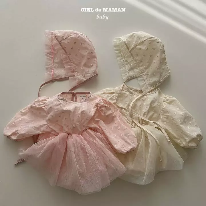 Ciel De Maman - Korean Baby Fashion - #babyoutfit - Spring Ballet Bodysuit with Bonnet