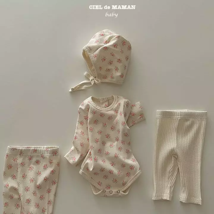 Ciel De Maman - Korean Baby Fashion - #babyoutfit - Flower Lounge Set - 3