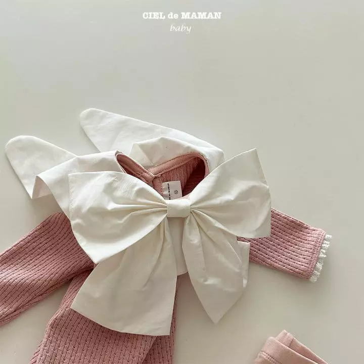 Ciel De Maman - Korean Baby Fashion - #babywear - Big Ribbon Bodysuit Set - 7