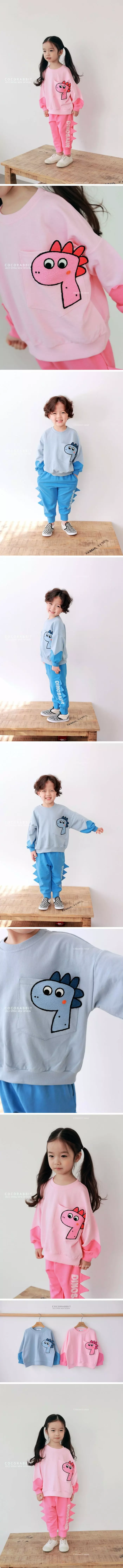Coco Rabbit - Korean Children Fashion - #discoveringself - Pocket Dino Sweatshirt