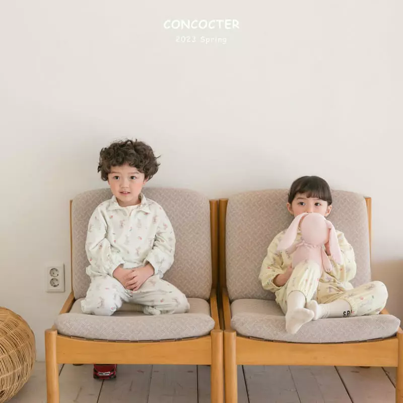 Concocter - Korean Children Fashion - #childrensboutique - Bebe Barnie Zip-up Top Bottom Set - 3