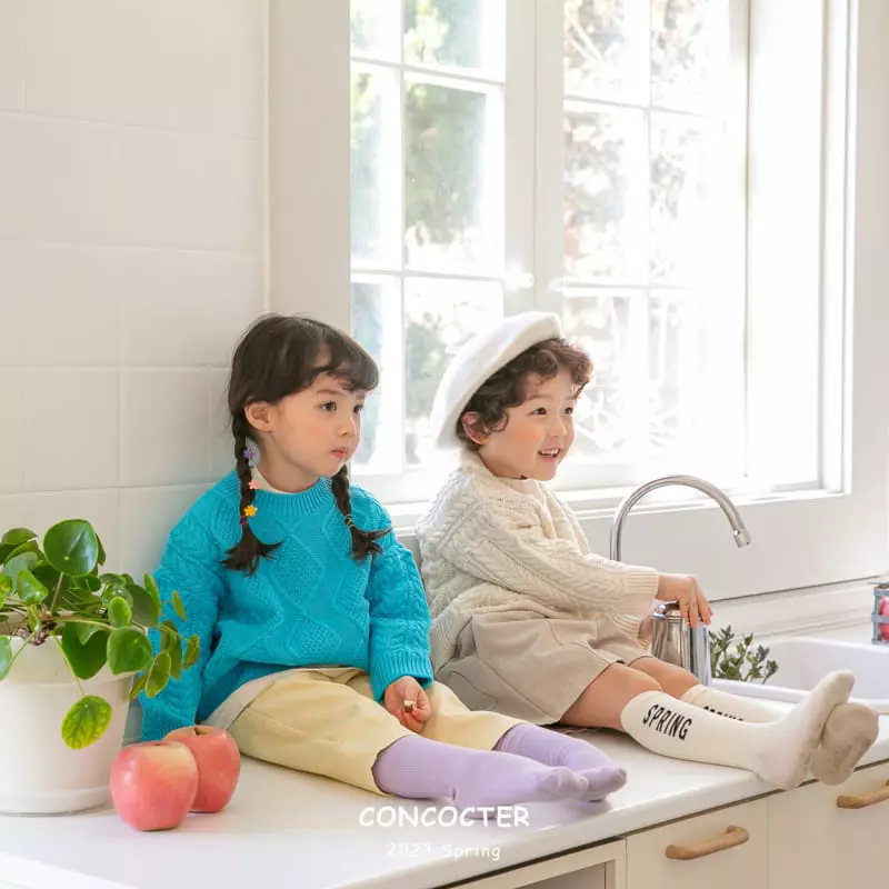 Concocter - Korean Children Fashion - #childrensboutique - Sweet Fisher Round Knit Tee