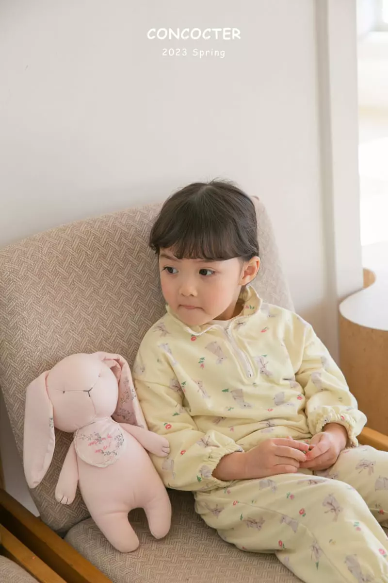 Concocter - Korean Children Fashion - #childrensboutique - Bebe Barnie Zip-up Top Bottom Set - 4