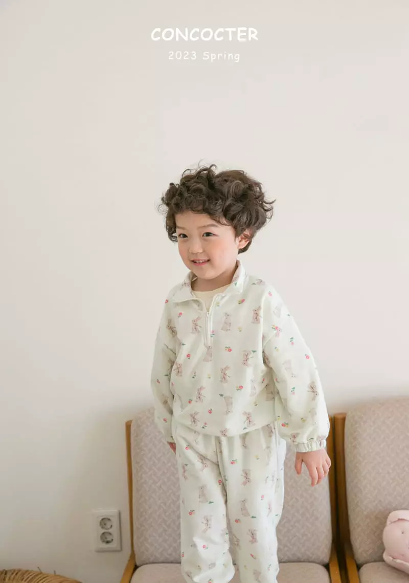 Concocter - Korean Children Fashion - #magicofchildhood - Bebe Barnie Zip-up Top Bottom Set - 12