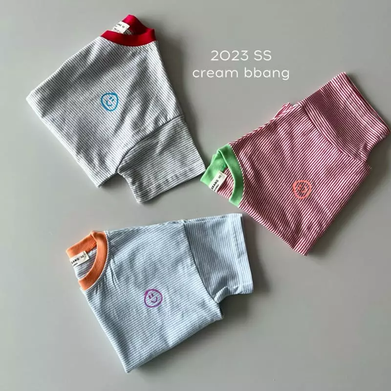 Cream Bbang - Korean Children Fashion - #childofig - Smile Stripes Tee
