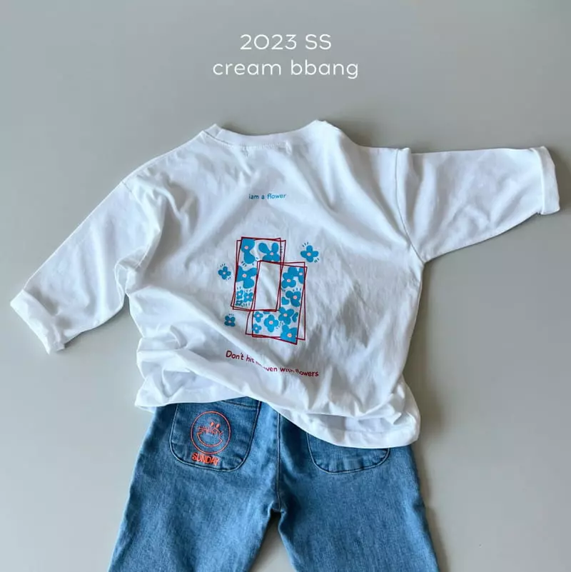 Cream Bbang - Korean Children Fashion - #childofig - Flower Front Back Tee - 11