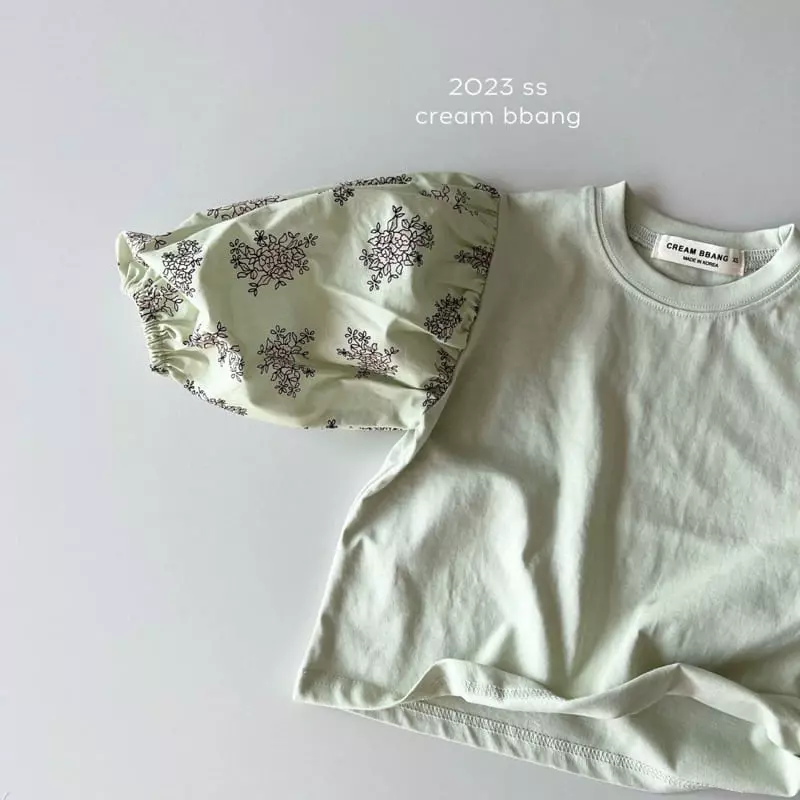 Cream Bbang - Korean Children Fashion - #childrensboutique - Flower Sleeves Color Tee - 12