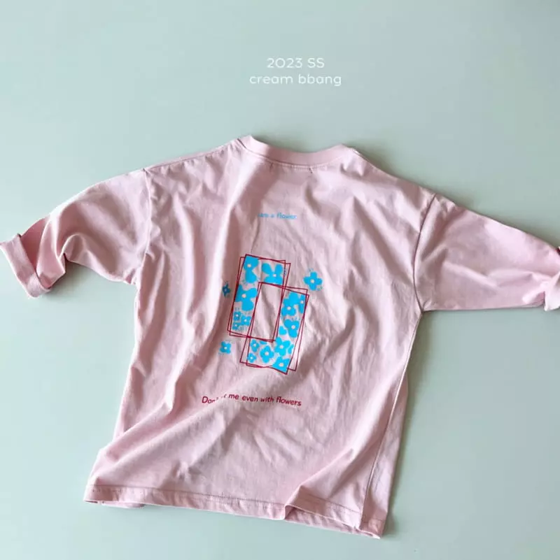 Cream Bbang - Korean Children Fashion - #kidsshorts - Flower Front Back Tee - 3