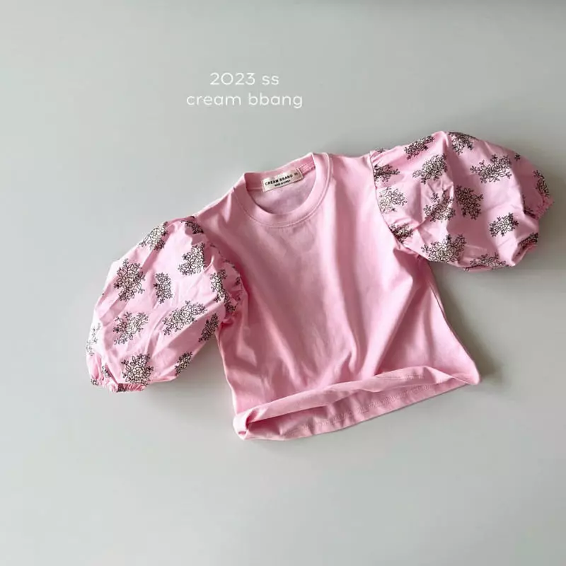 Cream Bbang - Korean Children Fashion - #prettylittlegirls - Flower Sleeves Color Tee - 9