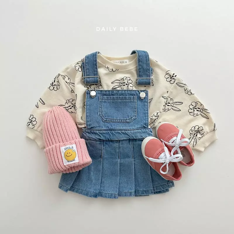 Daily Bebe - Korean Children Fashion - #Kfashion4kids - Denim Dungarees Skirt - 2