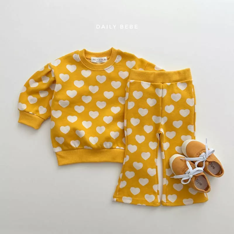 Daily Bebe - Korean Children Fashion - #kidsshorts - Heart Jacquard Top Bottom Set - 4