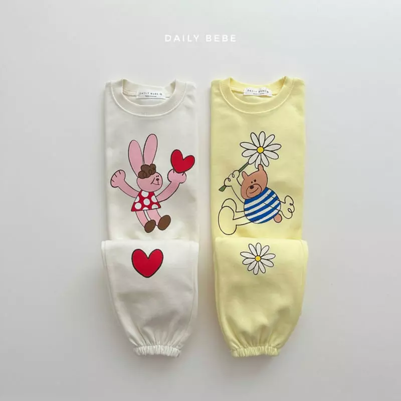 Daily Bebe - Korean Children Fashion - #prettylittlegirls - Knee Bear Rabbit Top Bottom Set - 5
